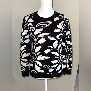 Charter Club Black and White Leaf Pattern Sweater